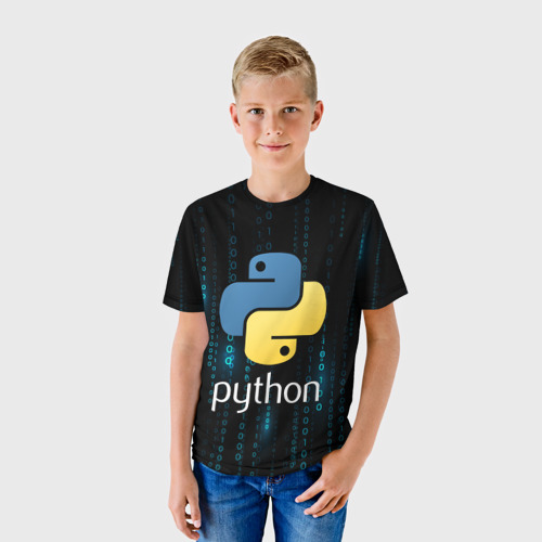 Детская футболка 3D Python двоичный код, цвет 3D печать - фото 3