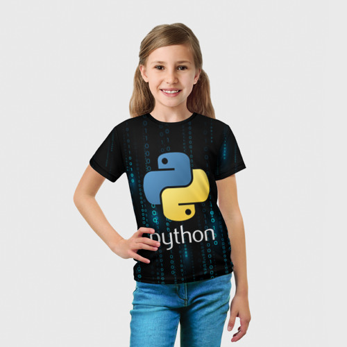 Детская футболка 3D Python двоичный код, цвет 3D печать - фото 5