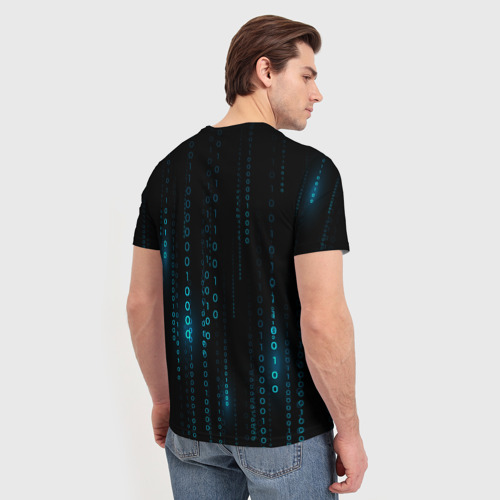 Мужская футболка 3D с принтом Python двоичный код, вид сзади #2
