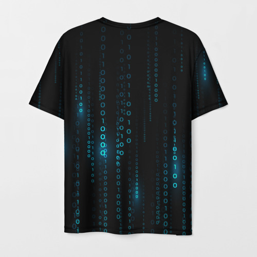 Мужская футболка 3D с принтом Python двоичный код, вид сзади #1
