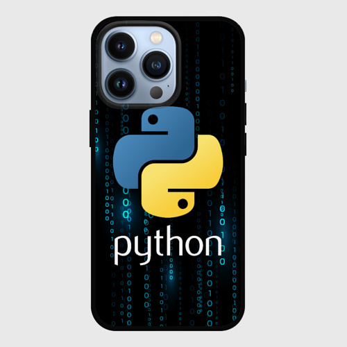 Чехол для iPhone 13 Pro с принтом Python двоичный код, вид спереди #2