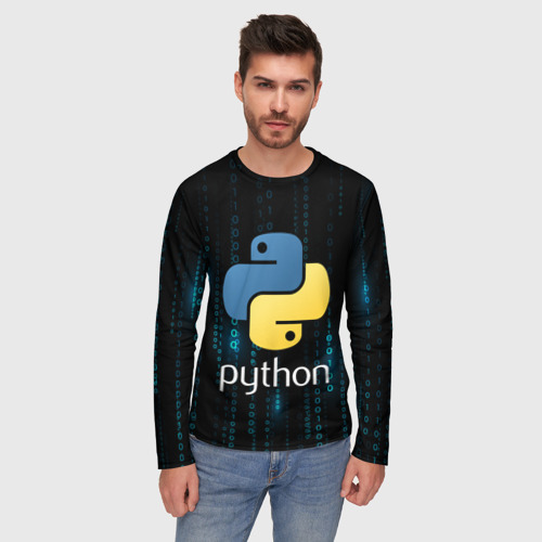 Мужской лонгслив 3D Python двоичный код, цвет 3D печать - фото 3