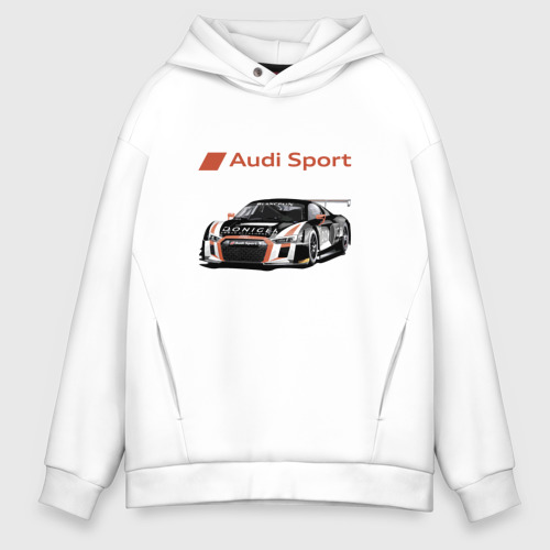 Мужское худи Oversize хлопок Audi motorsport - racing team, цвет белый