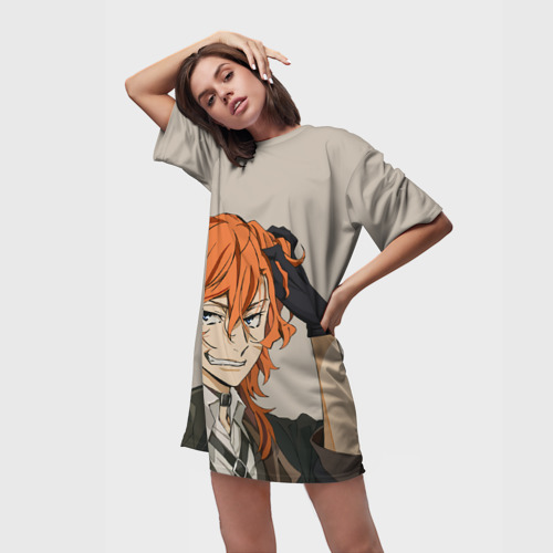 Платье-футболка 3D Чуя Накахара арт, цвет 3D печать - фото 3