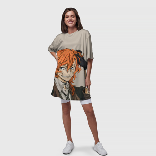 Платье-футболка 3D Чуя Накахара арт, цвет 3D печать - фото 5