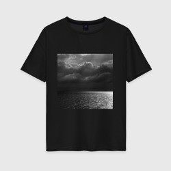 Женская футболка хлопок Oversize Black sea