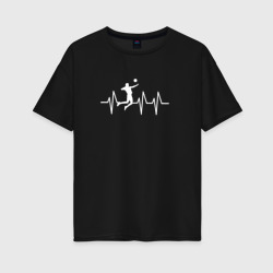 Женская футболка хлопок Oversize Волейбол в сердце