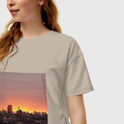 Женская футболка хлопок Oversize Закат над Токио - фото 2