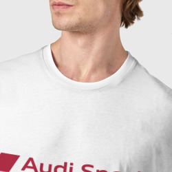 Футболка с принтом Audi Racing team Power для мужчины, вид на модели спереди №4. Цвет основы: белый