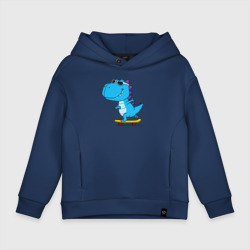 Детское худи Oversize хлопок Динозавр скейтбордист