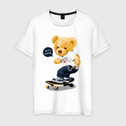 Мужская футболка хлопок Мишка скейтбордист
