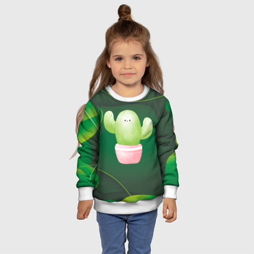 Детский свитшот 3D Зеленый милый кактус, цвет 3D печать - фото 7
