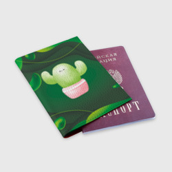 Обложка для паспорта матовая кожа Зеленый милый кактус - фото 2