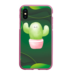 Чехол для iPhone XS Max матовый Зеленый милый кактус