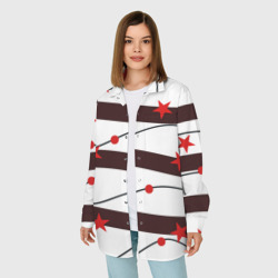 Женская рубашка oversize 3D Красные Звезды На Волнах - фото 2