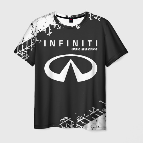Мужская футболка с принтом Инфинити Pro Racing Следы Шин, вид спереди №1