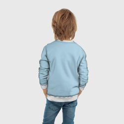 Свитшот с принтом Щенок Померанского Шпица для ребенка, вид на модели сзади №3. Цвет основы: белый