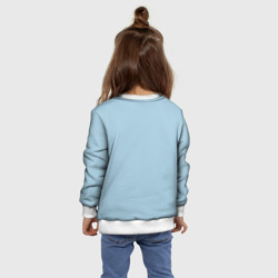 Свитшот с принтом Щенок Померанского Шпица для ребенка, вид на модели сзади №4. Цвет основы: белый
