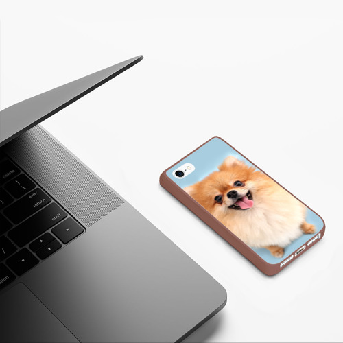 Чехол для iPhone 5/5S матовый Щенок Померанского Шпица, цвет коричневый - фото 5