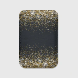 Картхолдер Magsafe магнитный Золотые блестки на темном фоне. Сияющий глиттер, блики. Блестящие конфетти
