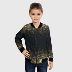 Детский бомбер 3D Золотые блестки на темном фоне. Сияющий глиттер, блики. Блестящие конфетти - фото 2