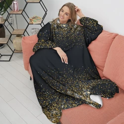 Плед с рукавами Золотые блестки на темном фоне. Сияющий глиттер, блики. Блестящие конфетти - фото 2