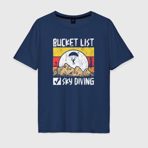 Мужская футболка хлопок Oversize с принтом Список желаний: Прыжки с парашютом, вид спереди #2