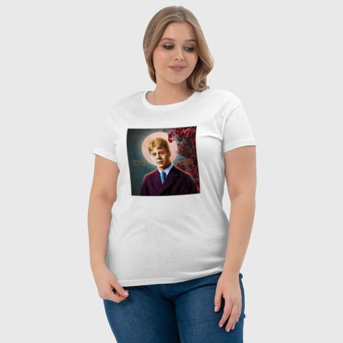 Женская футболка хлопок Есенин икона, цвет белый - фото 6