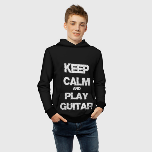 Детская толстовка 3D Keep calm and play guitar, цвет черный - фото 6