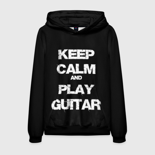 Мужская толстовка 3D Keep calm and play guitar, цвет черный