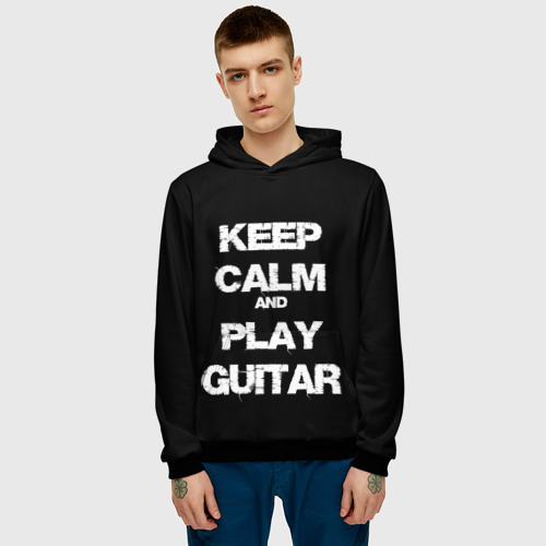 Мужская толстовка 3D Keep calm and play guitar, цвет черный - фото 3