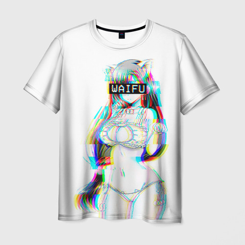 Мужская футболка 3D Кошкодевочка Waifu, цвет 3D печать