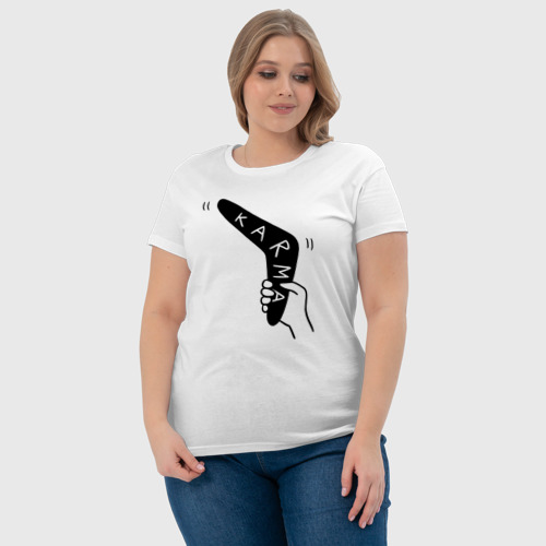 Женская футболка хлопок с принтом Karma - boomerang, фото #4