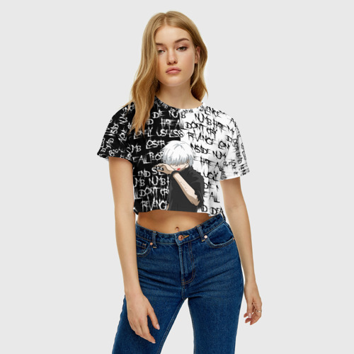 Женская футболка Crop-top 3D Канеки Кен - ZXC mode, цвет 3D печать - фото 3