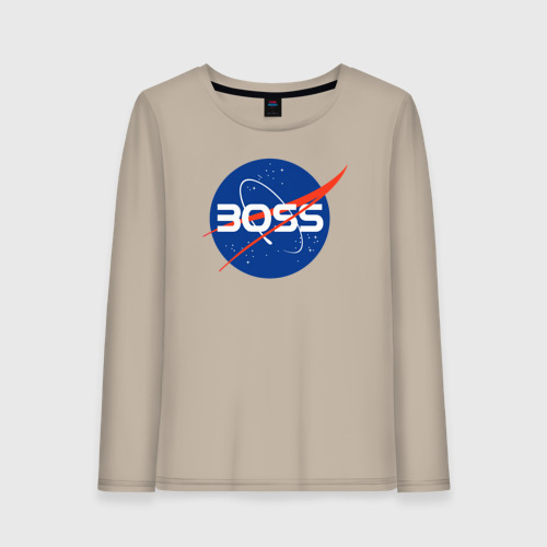 Женский лонгслив хлопок Босс-НАСА, цвет миндальный