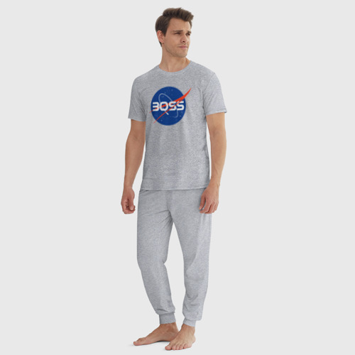 Мужская пижама хлопок Босс-НАСА, цвет меланж - фото 5