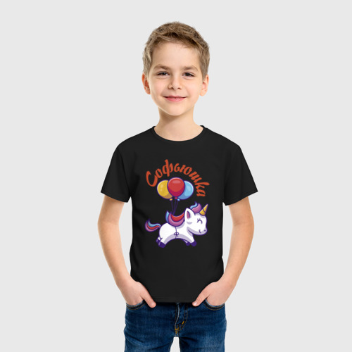 Детская футболка хлопок Софьюшкин единорожка, цвет черный - фото 3