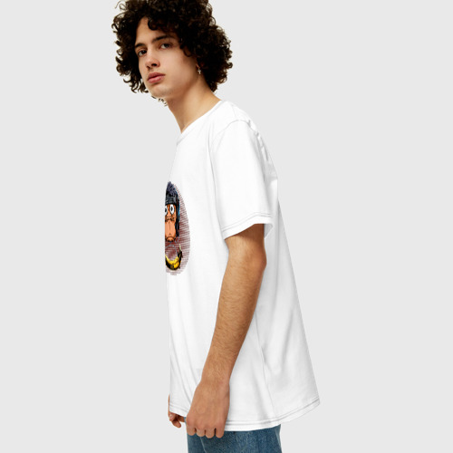 Мужская футболка хлопок Oversize Обезьяна - в наушниках, цвет белый - фото 5