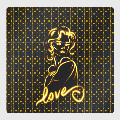 Магнитный плакат 3Х3 Неоновая девушка Монро: любовь жёлтая