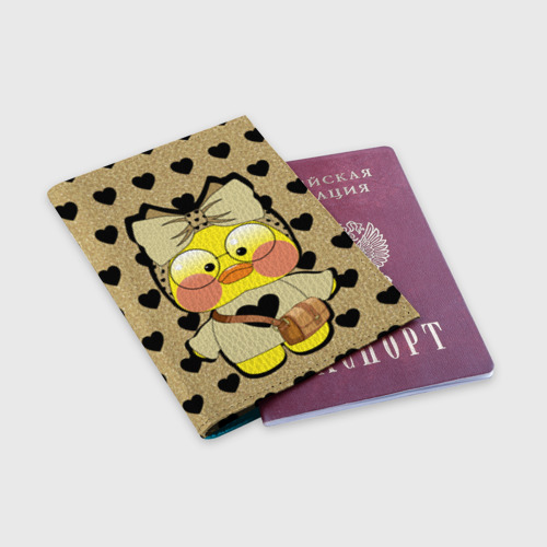 Обложка для паспорта матовая кожа Лалафанфан с сердцах, цвет голубой - фото 3