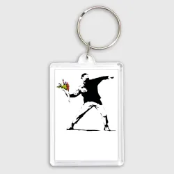 Брелок прямоугольный 35*50 Бэнкси художник Banksy цветы