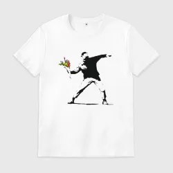 Мужская футболка хлопок Бэнкси художник Banksy цветы