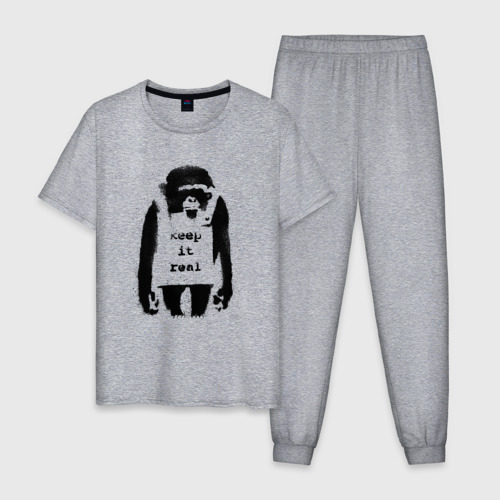 Мужская пижама хлопок с принтом Оставайся Собой Бэнкси Banksy, вид спереди #2