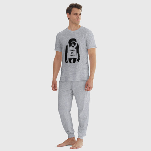Мужская пижама хлопок с принтом Оставайся Собой Бэнкси Banksy, вид сбоку #3