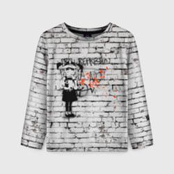 Детский лонгслив 3D Banksy Девочка в Противогазе Бэнкси