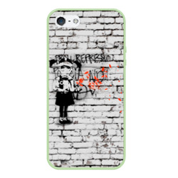 Чехол для iPhone 5/5S матовый Banksy Девочка в Противогазе Бэнкси