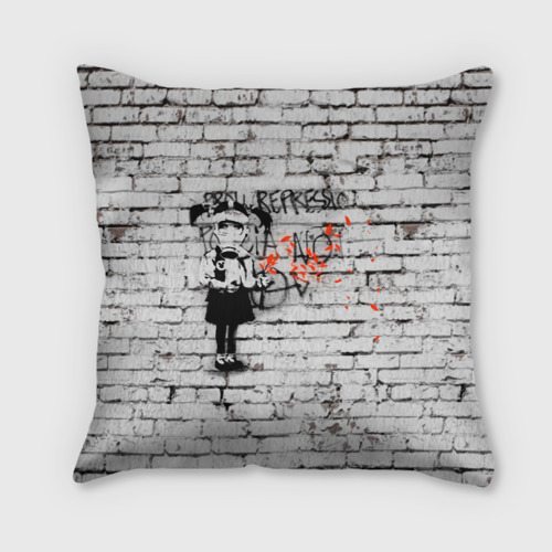 Подушка 3D Banksy Девочка в Противогазе Бэнкси