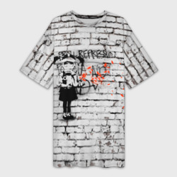 Платье-футболка 3D Banksy Девочка в Противогазе Бэнкси
