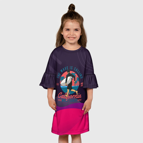 Детское платье 3D с принтом Серфинг и лето, вид сбоку #3