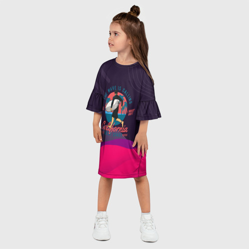 Детское платье 3D с принтом Серфинг и лето, фото на моделе #1